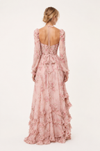 Langes elegantes geblümtes langärmeliges Kleid für Frauen - Romy