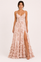 Langes elegantes geblümtes Partykleid - Elara