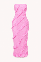 Trägerloses Midikleid für Damen mit Rüschen - Yina