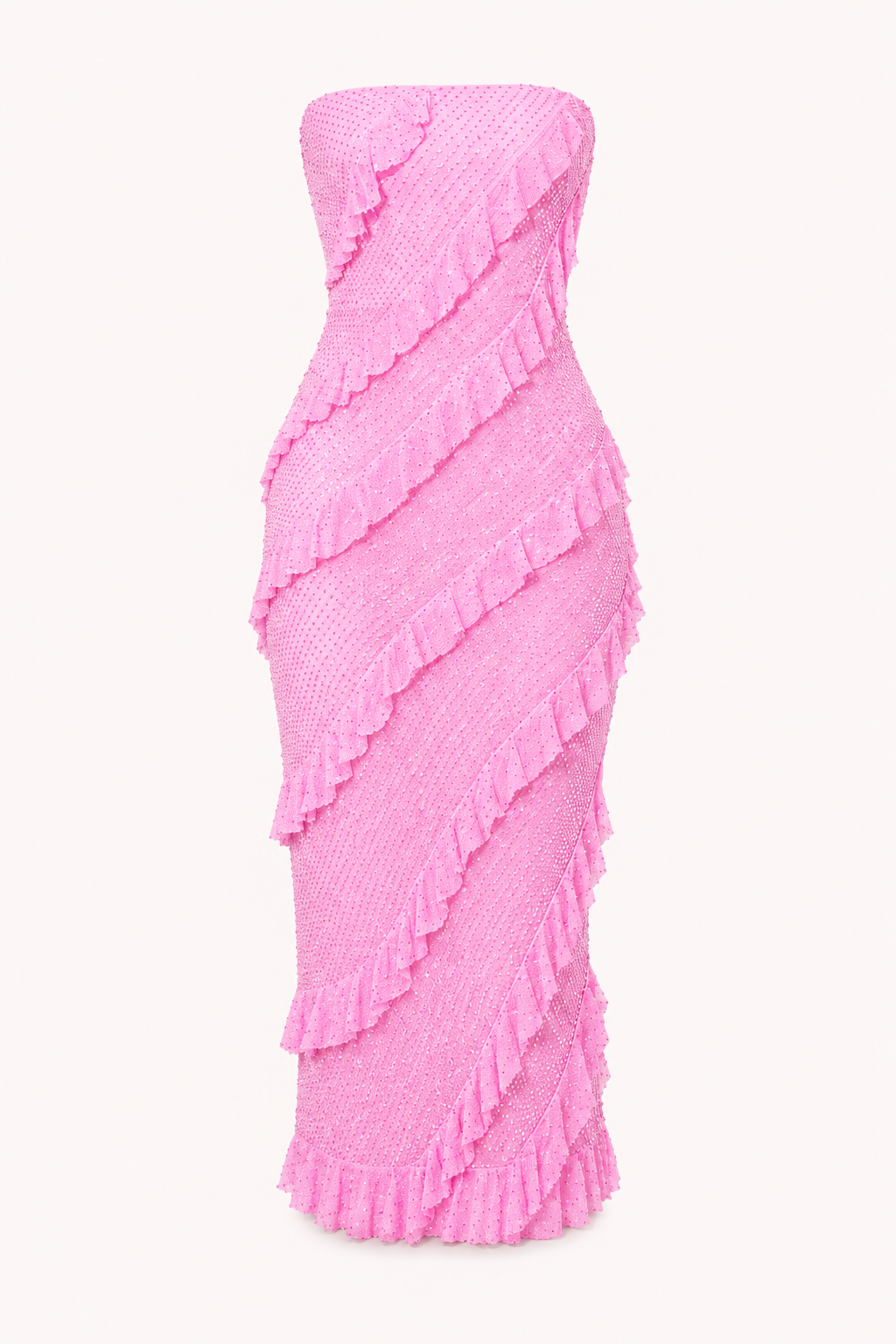 Trägerloses Midikleid für Damen mit Rüschen - Yina