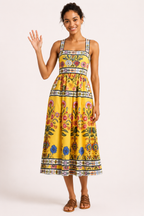 Midikleid mit Blumenmuster und hoher Taille für Frauen - Nele