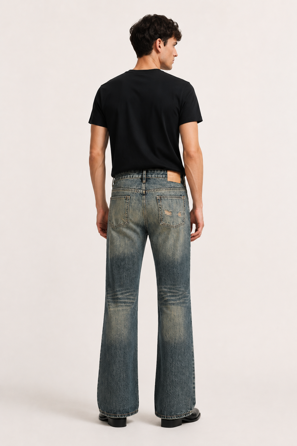 Herren-Jeans im Slim-Fit-Schnitt mit Flare-Bein und Vintage-Waschung – Henrik