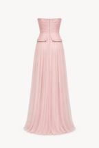 Elegantes langes trägerloses plissiertes Kleid für Frauen - Enice