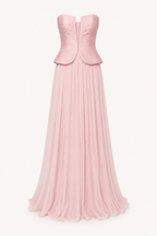 Elegantes langes trägerloses plissiertes Kleid für Frauen - Enice