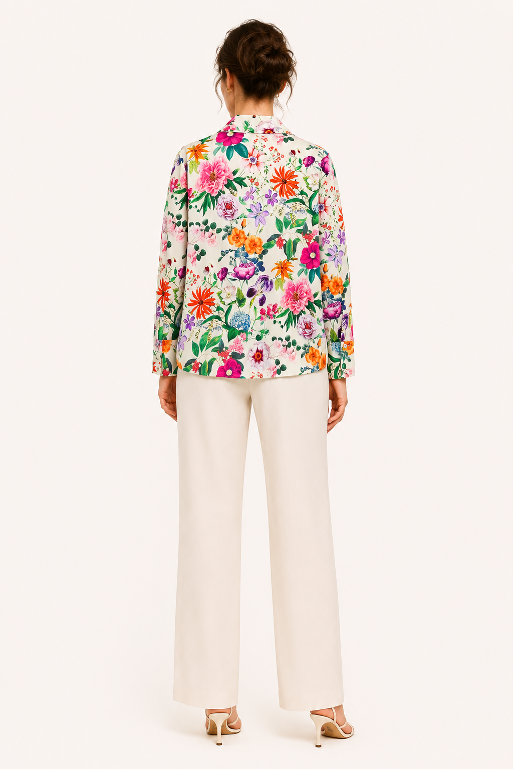 Langärmelige Damenbluse mit Blumenmuster - Katrin