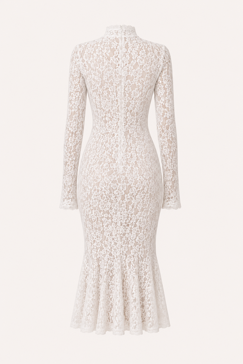 Elegantes Midi-Kleid aus Spitze für Damen mit hohem Kragen – Samara
