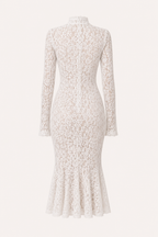 Elegantes Midi-Kleid aus Spitze für Damen mit hohem Kragen – Samara