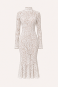 Elegantes Midi-Kleid aus Spitze für Damen mit hohem Kragen – Samara