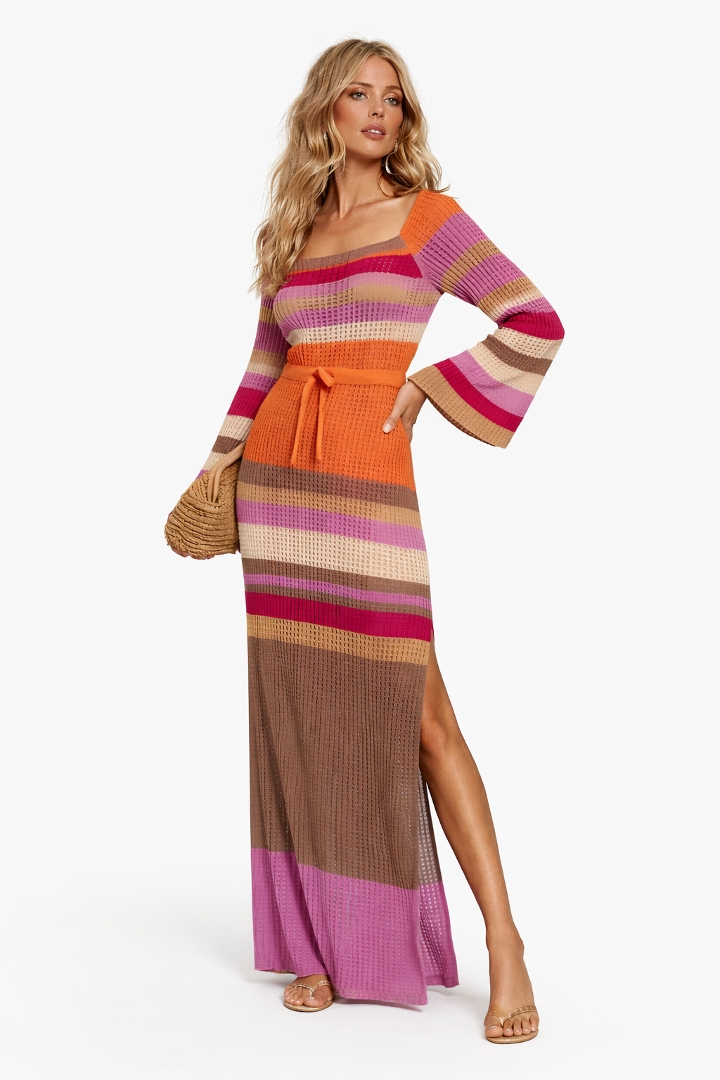 Damen-Strickkleid mit offenem geradem Ausschnitt - Sophie