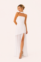 Elegantes, langes Brautjungfernkleid mit hohem Schlitz – Sabine