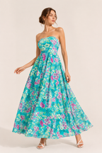 Vintage-Kleid für Damen ohne Träger mit Blumenmuster und weitem Rock – Elfriede