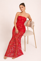 Langes Partykleid für Gäste mit Blumen-Spitze – Lorelei