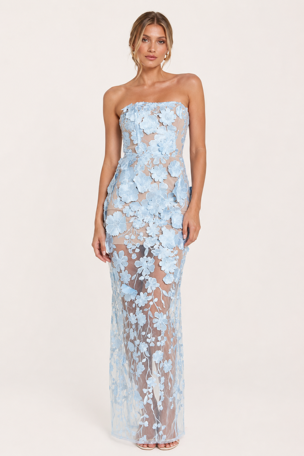 Langes Partykleid für Gäste mit Blumen-Spitze – Lorelei