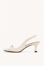 Damensandalen mit Absatz, eckiger Schuhspitze und offener Ferse – Ottilie