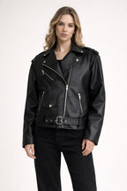 Damen-Bikerjacke mit Ledereffekt und Gürtel - Ylena