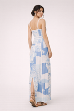Bedrucktes Maxikleid mit Spitze und Trägern für Frauen - Isabella