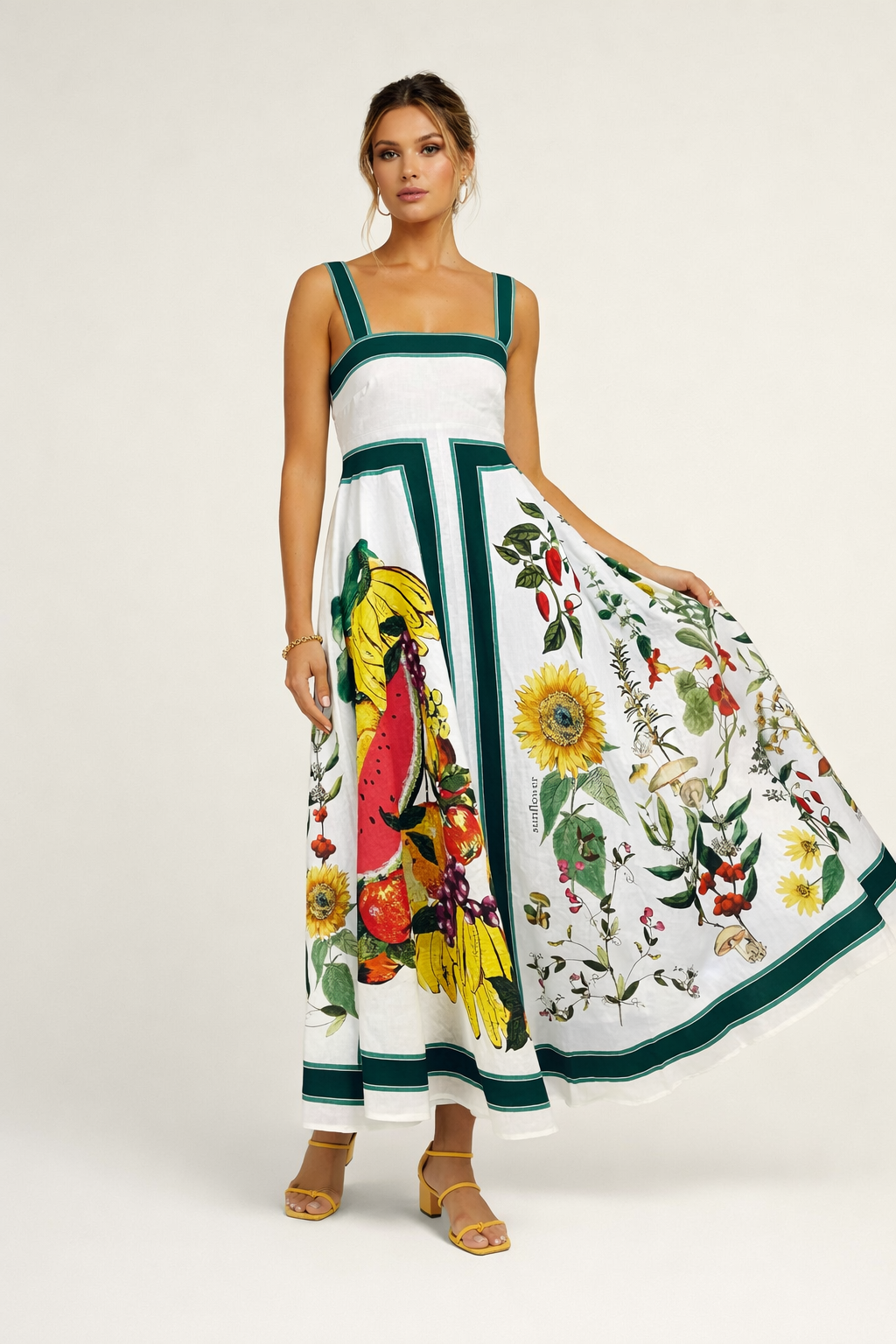 Maxikleid mit Blumendruck und breiten Trägern für Frauen - Nereyda