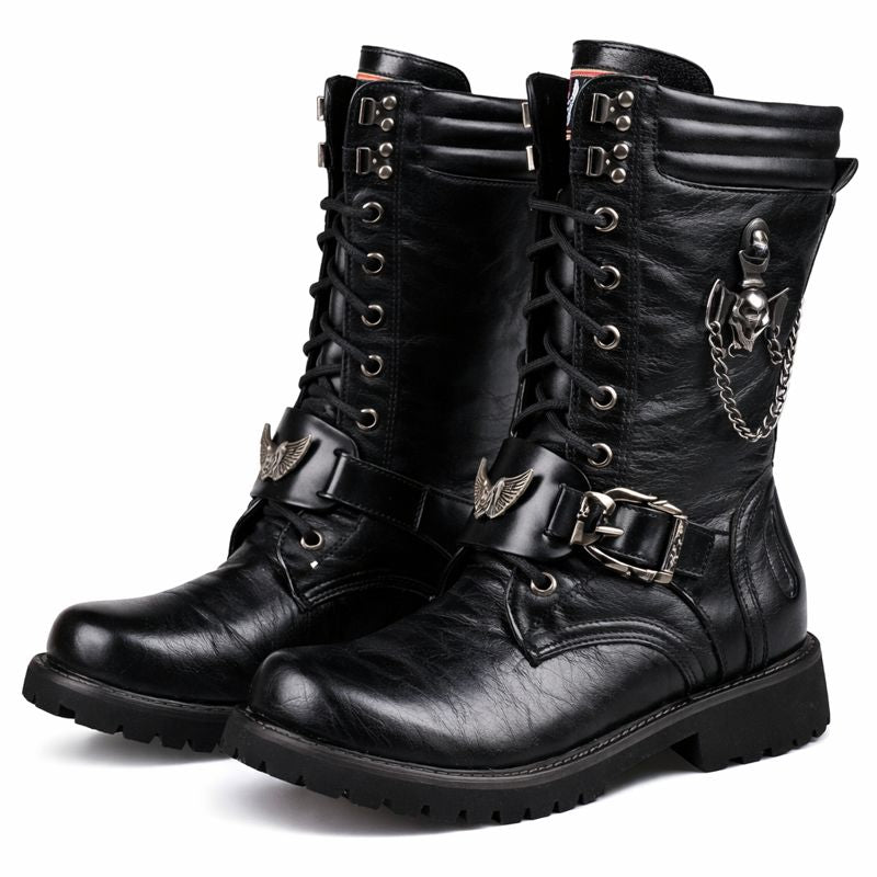Halbhoher Herrenstiefel aus Leder mit robuster Sohle - Rovian