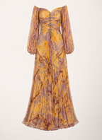 Langes elegantes Damenkleid mit plissiertem Schlitz - Lucia