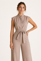 Eleganter Jumpsuit mit weitem Bein und Gürtel für Frauen - Marta