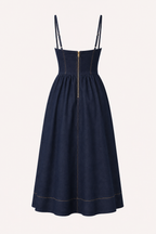 Midi-Kleid aus Denim mit herzförmigem Ausschnitt - Helene
