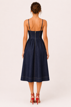 Midi-Kleid aus Denim mit herzförmigem Ausschnitt - Helene