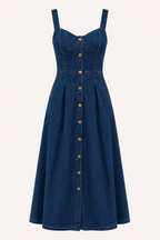 Damen Denim Midikleid mit breiten Trägern - Brigitte