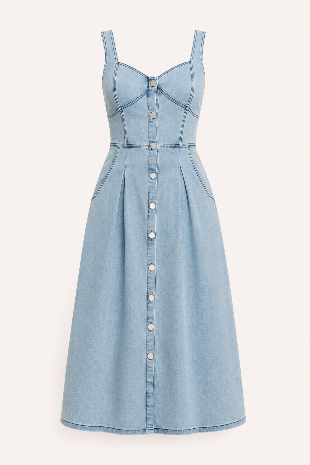 Damen Denim Midikleid mit breiten Trägern - Brigitte
