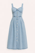 Damen Denim Midikleid mit breiten Trägern - Brigitte