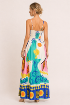 Bedrucktes langes Kleid mit offenen Trägern für Frauen Sommer - Aroa