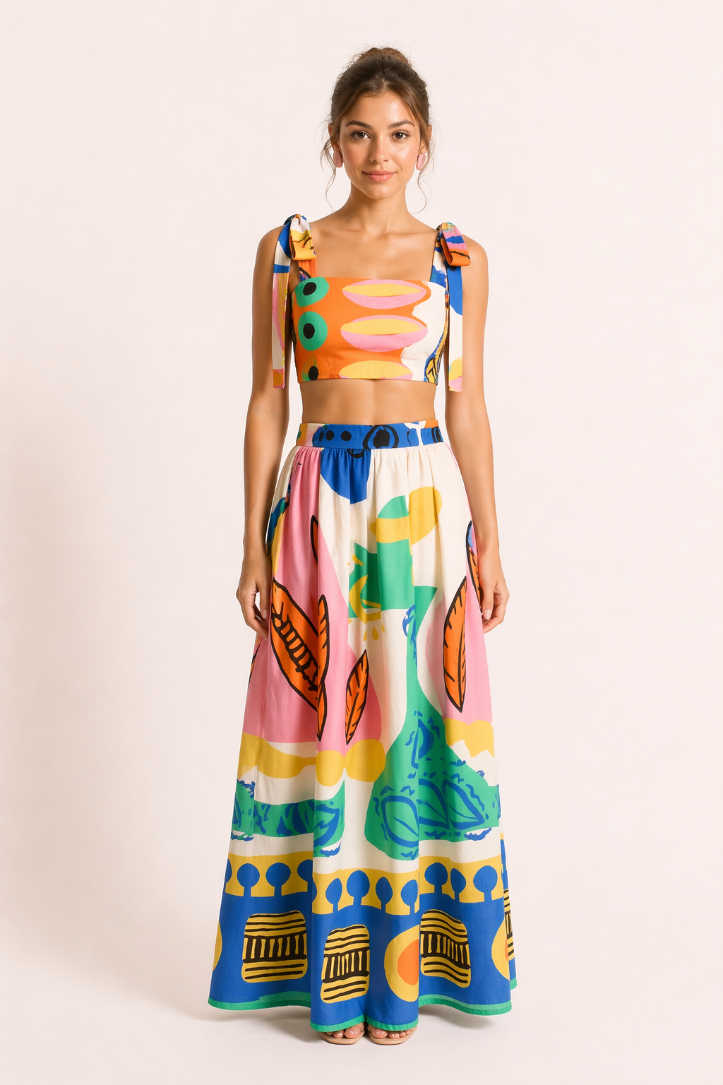 Damen-Set gedruckt kurzes Top kurzer Rock langer Rock Sommer - Megan