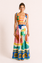 Damen-Set gedruckt kurzes Top kurzer Rock langer Rock Sommer - Megan