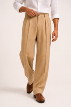 Herrenhose aus Leinen mit zwei Abnähern und geradem Schnitt – Albrecht