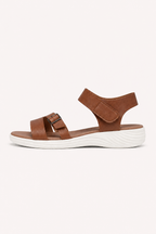 Damen-Sandalen mit niedrigem Keilabsatz und Klettverschluss – Leoni