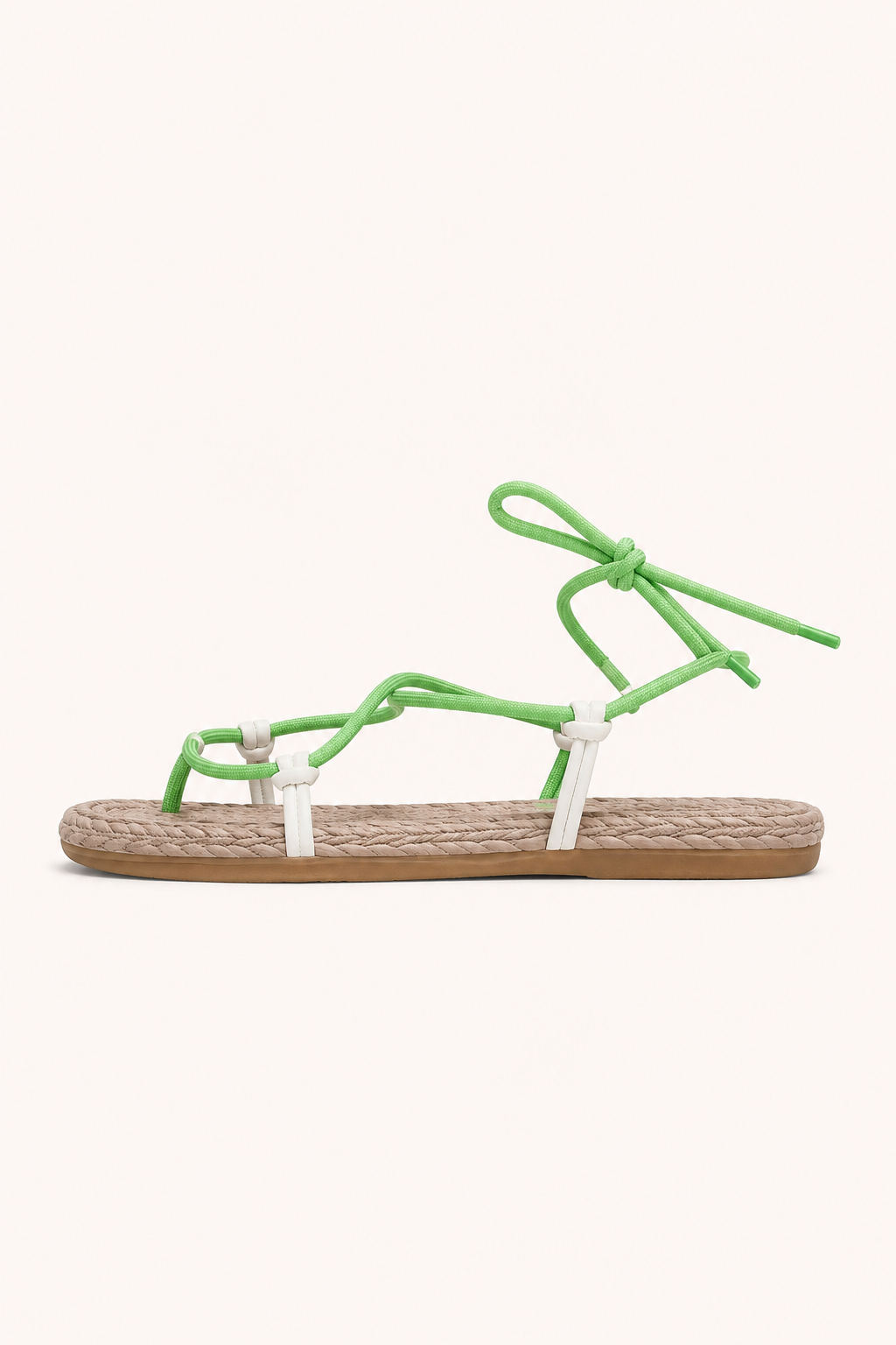 Flache Schnürsandalen für Damen mit schmalen Riemchen und Knöchelriemen – Leni