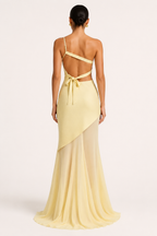 Elegantes, einseitiges langes Kleid für Hochzeitsgäste – Birgit