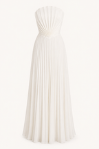 Langes, trägerloses, plissiertes Abendkleid für Damen – Tomiris