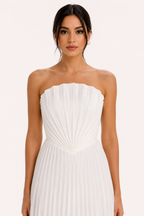Langes, trägerloses, plissiertes Abendkleid für Damen – Tomiris