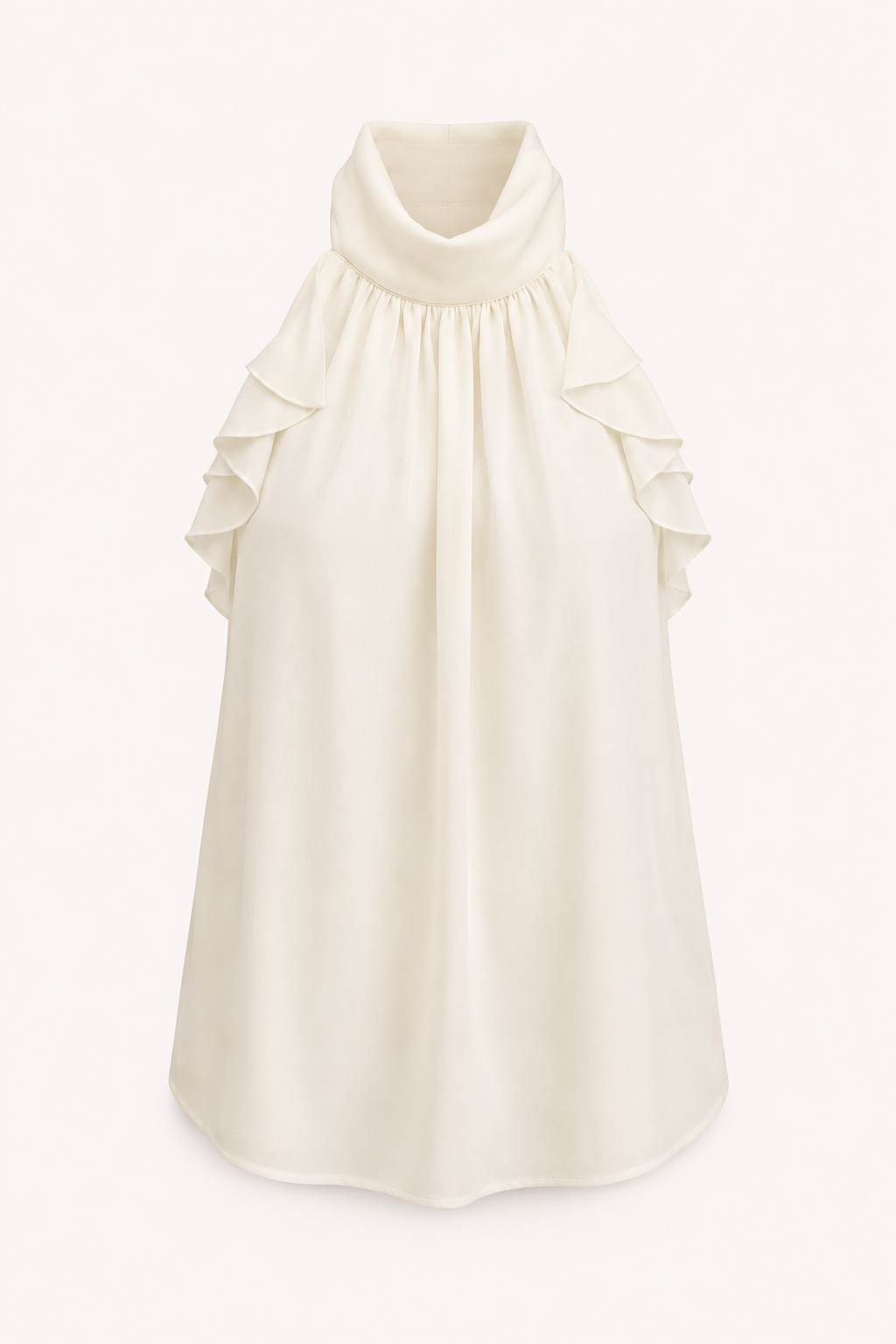 Halter-Bluse für Damen mit hohem Kragen und Rüschen – Greta