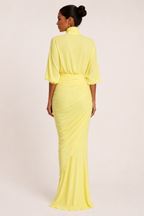 Langes Kleid für Frauen Hochzeitsgäste elegant geraffte Rollkragen - Maren