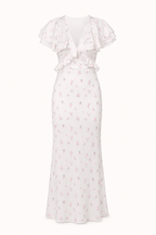 Damen Midikleid mit Blumendruck Rüsche elegant lässig - Hedda