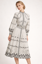 Midikleid mit Blumenmuster und Laternenärmeln für Frauen - Aurelia