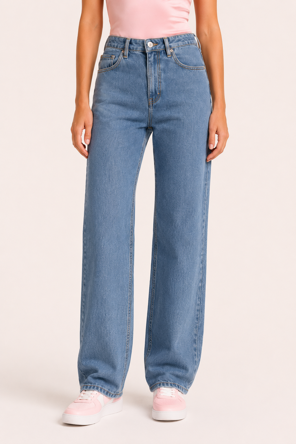 Damenjeans mit hoher Leibhöhe und geradem Bein, lässiger Stil – Lena