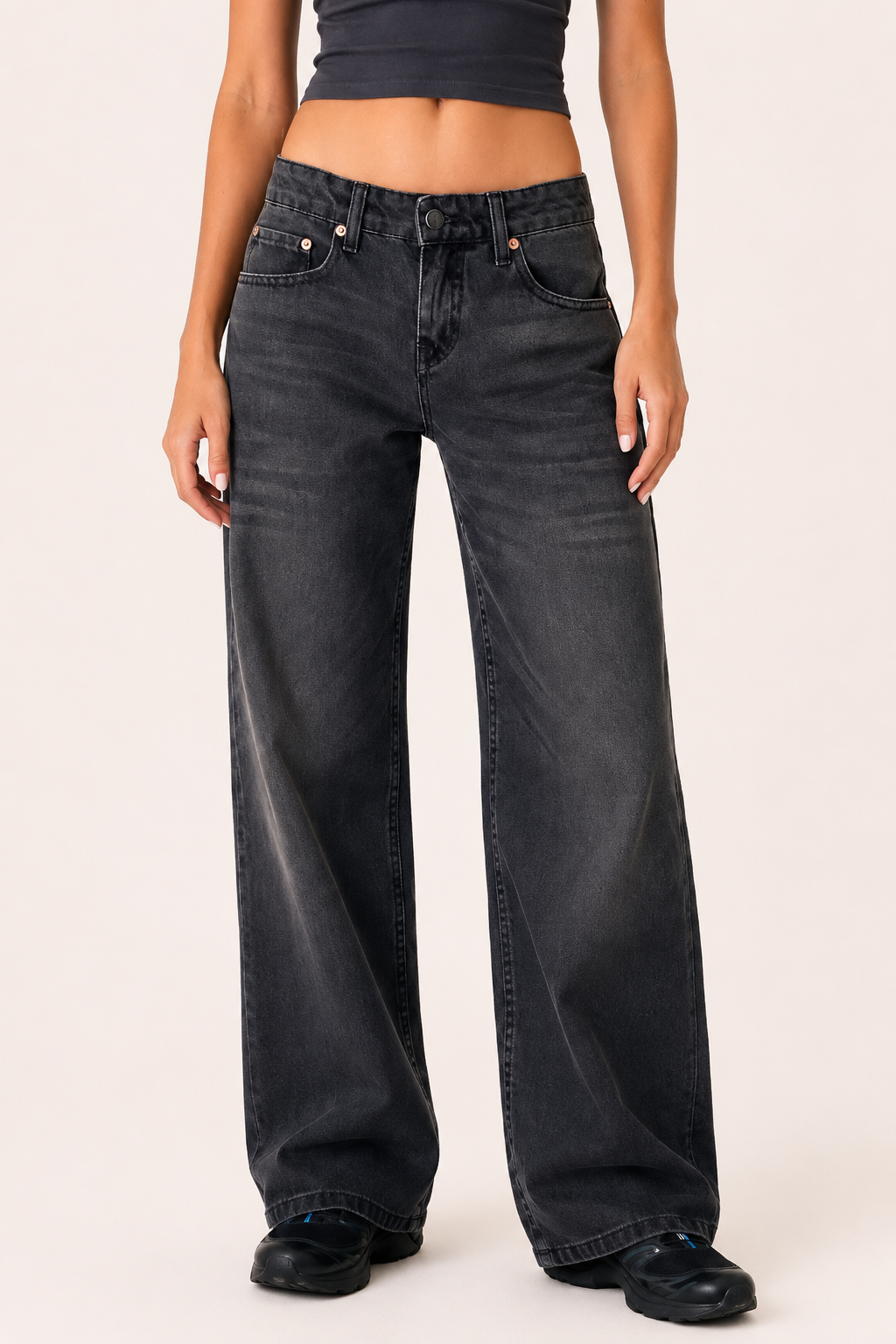 Damenjeans mit mittlerer Leibhöhe und weitem Bein – Kerstin