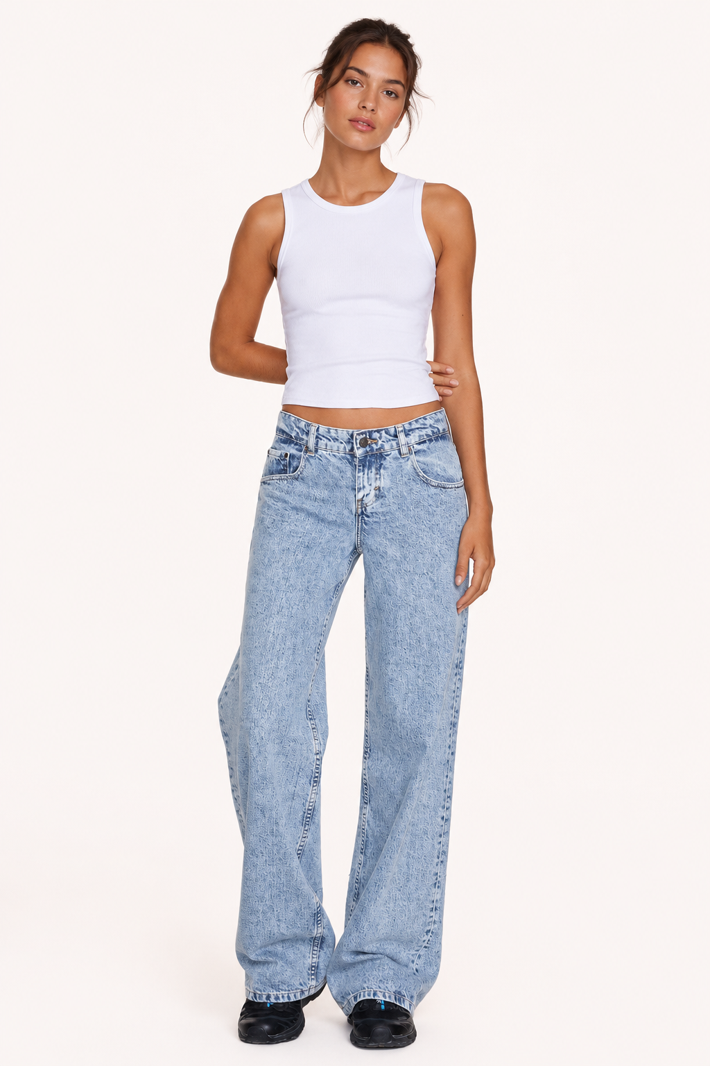 Damenjeans mit mittlerer Leibhöhe und weitem Bein – Kerstin