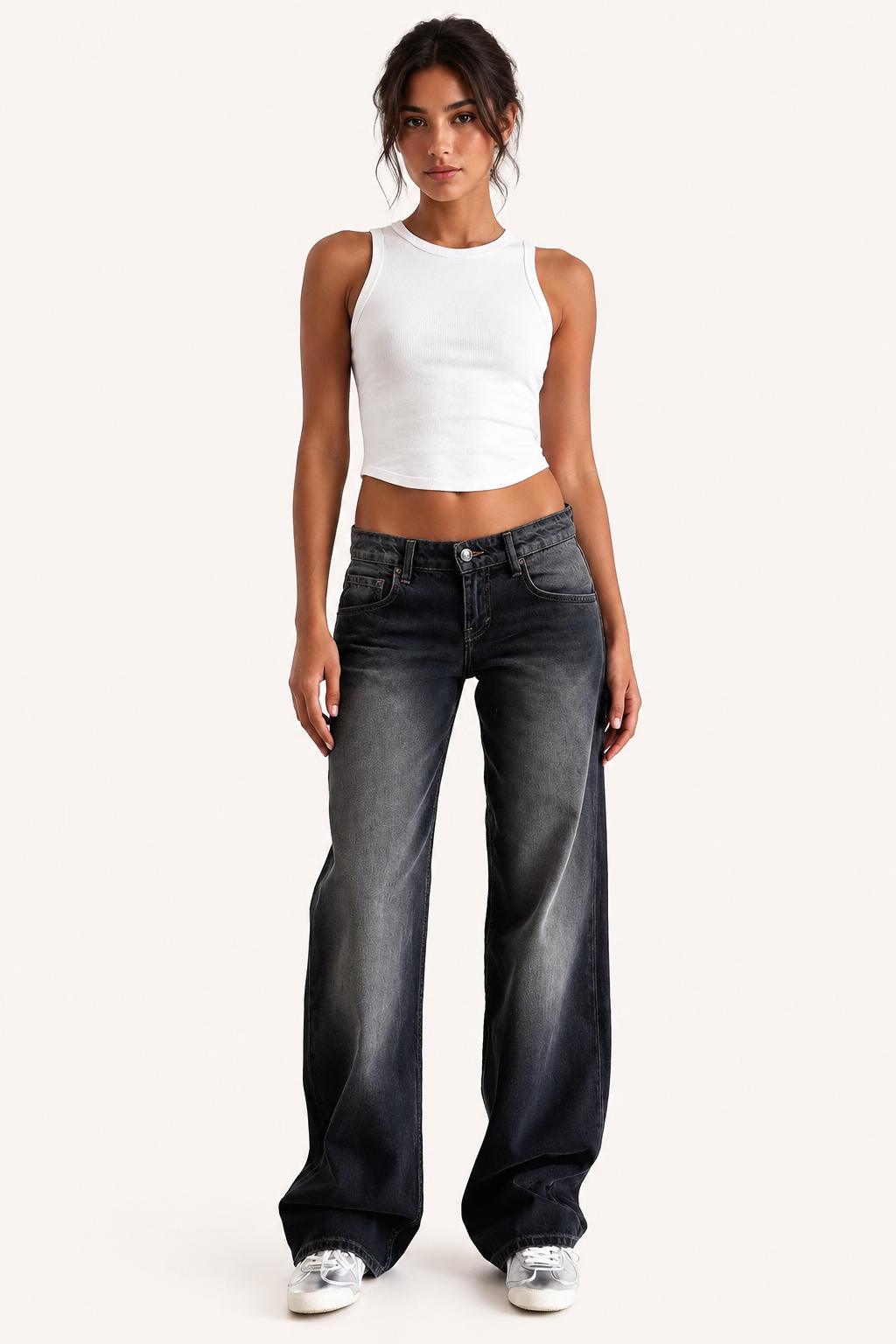 Damenjeans mit mittlerer Leibhöhe und weitem Bein – Kerstin