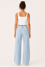 Damenjeans mit hoher Leibhöhe und weitem Bein – Mileidy