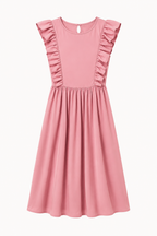 Langes Damenkleid mit Rüschen an den Schultern und weitem Rock – Helena