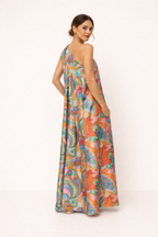 Asymmetrisches bedrucktes langes Sommerkleid für Frauen - Kasy