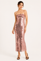 Elegantes Midi-Cocktailkleid mit glänzender Oberfläche - Senta
